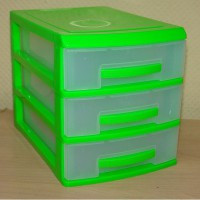 Комод настольный пластиковый 3 секции, мини-комод, зеленый