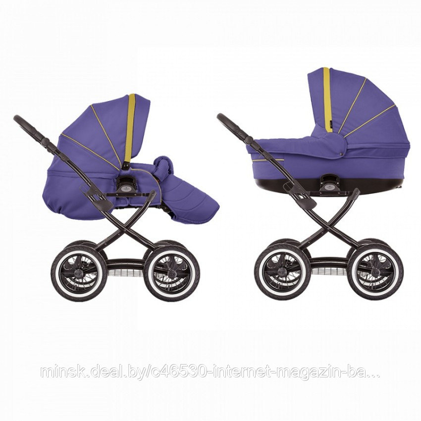 Детская коляска (2 в 1) Noordi Sun Classic "Фиолетовый" (короб+прогулка,кожаная ручка). Доставка бесплатная. - фото 2 - id-p46641530