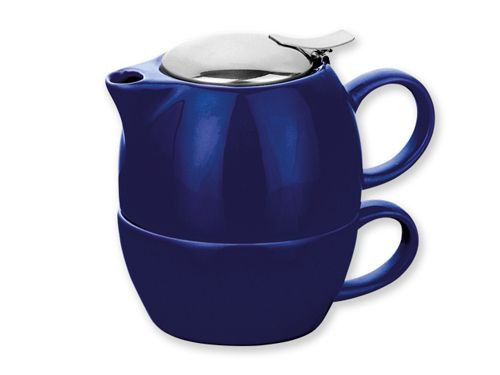 Чайный набор из керамики синего цвета для нанесения логотипа