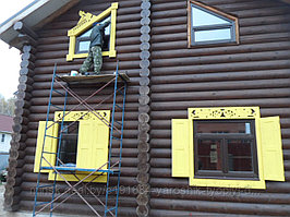 Покраска срубов деревянного дома
