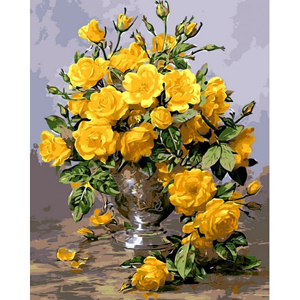 Картина по номерам Букет желтых роз 40х50 см, фото 2