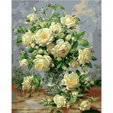 Картина по номерам Букет белых роз (MG612) 40х50 см, фото 2