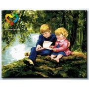 Картина по номерам С братом за книгой (HB4050231) 40х50 см, фото 2