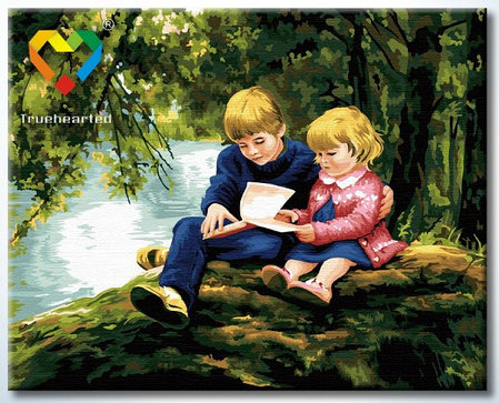 Картина по номерам С братом за книгой (HB4050231) 40х50 см, фото 2