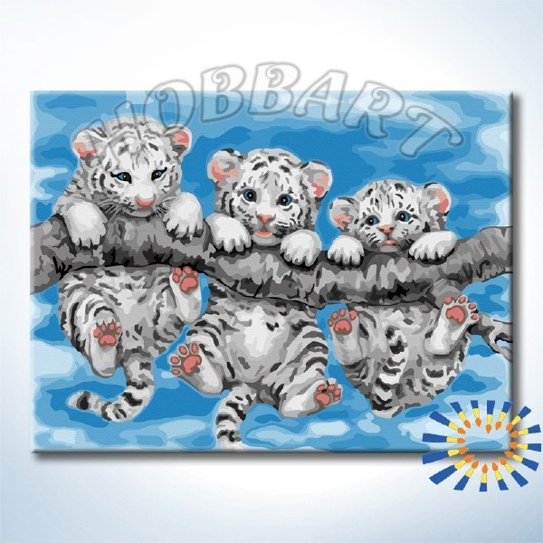 Картина по номерам Тигрята на ветке (HB3040162) 30х40 см