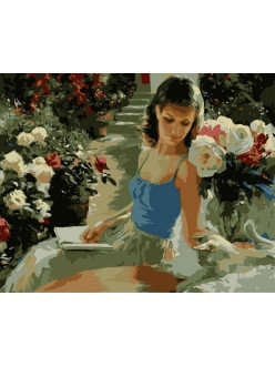 Картина по номерам В саду за книгой (PP4050119) на цветном холсте 40х50 см, фото 2