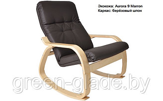 Кресло-качалка "Сайма", шпон каркаса - березовый, обивка-искусственная кожа Aurora 9 Marron (шоколад)