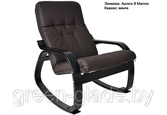 Кресло-качалка "Сайма", шпон каркаса - венге, обивка-искусственная кожа Aurora 9 Marron (шоколад) 