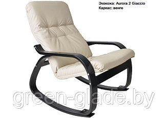 Кресло-качалка "Сайма", шпон каркаса - венге, обивка-искусственная кожа Aurora 2 Giaccio (бежевый)