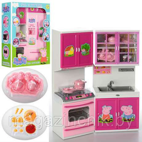 Мебель для кукол кухня 212-2 Свинка Пеппа Peppa Pig с мойкой и плитой, на батарейках