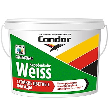Краска Фасадная Condor Fassadenfarbe weiss TR(прозрачная)  3 кг