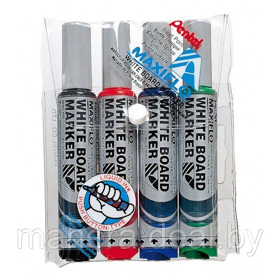 Набор маркеров для доски Maxiflo 4 цвета с подкачкой чернил - фото 1 - id-p47559102