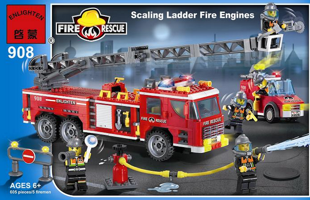 Конструктор .пожарная машина Fire Rescue, 605 дет,  ENLIGHTEN арт. 908