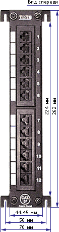 10' неэкранированная 12-ти портовая патч-панель, для настенного вертикального монтажа - фото 1 - id-p47604935