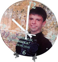 Часы с фото  стеклянные, диаметр  20 см