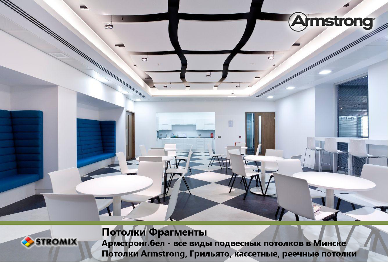 Дизайнерский потолок Армстронг Optima Canopy Convex квадрат с выпуклыми сторонами 1170x1040x22мм 1,37м2 - фото 2 - id-p47735009