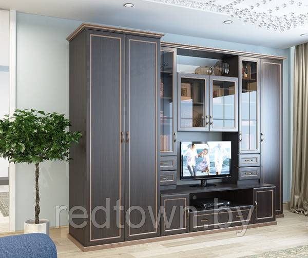 Гостиная "Марина 2" цвет Chesterfield Oak , карниз за отдельную плату - фото 1 - id-p47787232