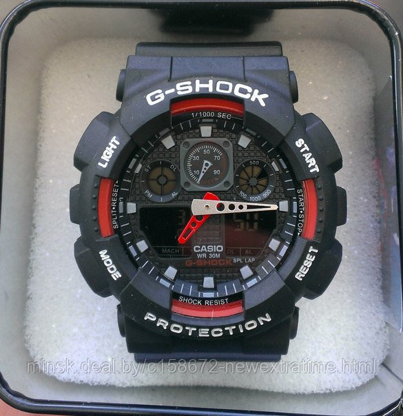 Спортивные часы G-Shock от Casio (копия)  Черные с красными вставками., фото 1
