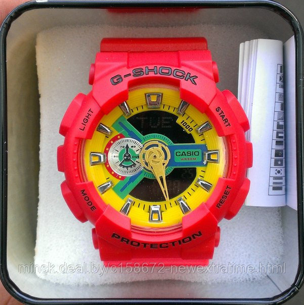Спортивные часы G-Shock от Casio (копия)  Красные с желтым.