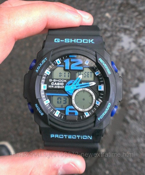 Спортивные часы G-Shock от Casio (копия)Черные с голубым., фото 1