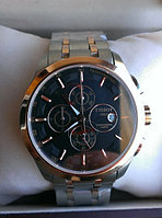 Мужские наручные часы Tissot (копия) Черные в золоте-серебре. Браслет. Хронограф., фото 1