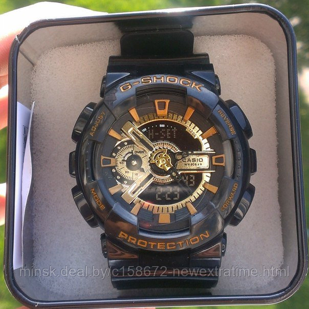 Спортивные часы G-Shock от Casio (копия)  Черные с золотистым.