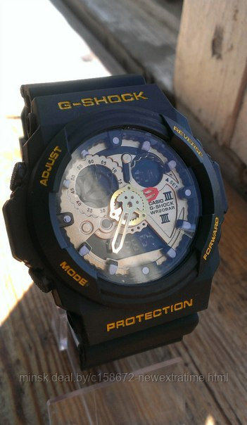 Спортивные часы G-Shock от Casio (копия)  Черные с золотистым.