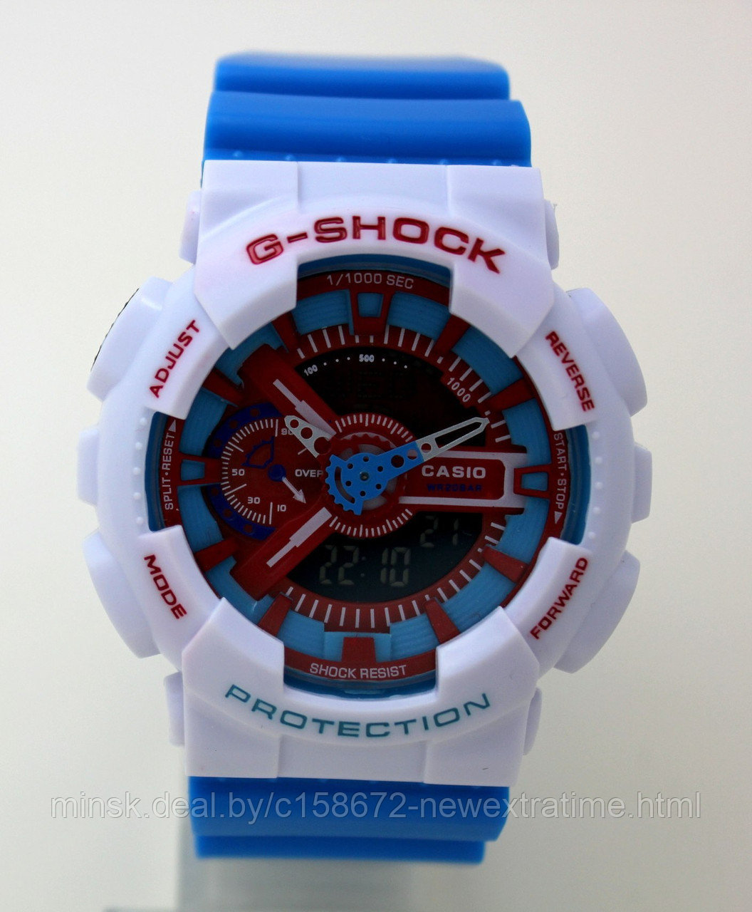 Спортивные часы G-Shock от Casio (копия)  Бело сине красные., фото 1