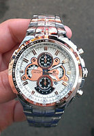 Спортивные часы Casio Edifice (копия) На браслете.Бело-золотистые.
