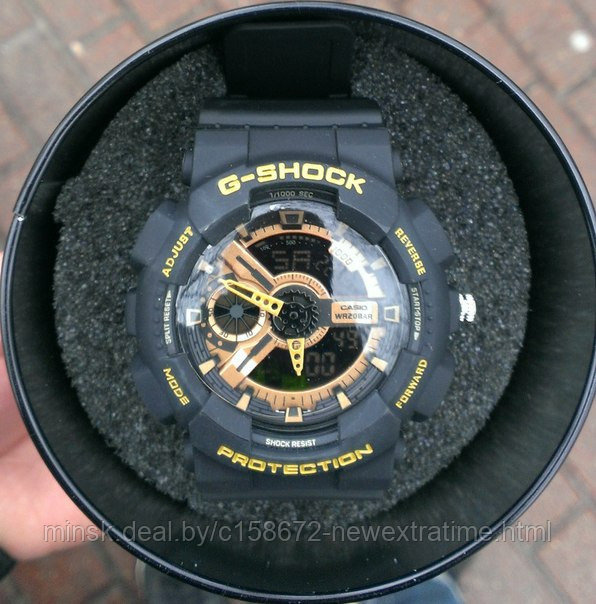 Спортивные часы G-Shock от Casio (копия) Черные с золотистым., фото 1
