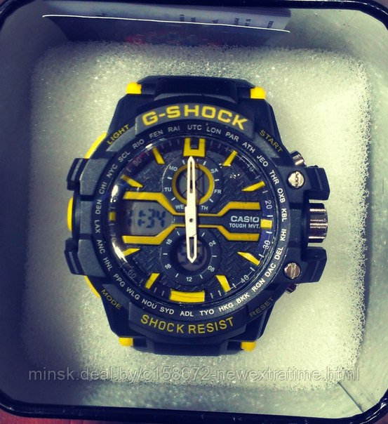 Спортивные часы G-Shock от Casio (копия) Черные с желтым. 