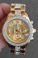 Наручные часы Rolex (копия) Золотистые Дайтона.Со стразами на браслете.