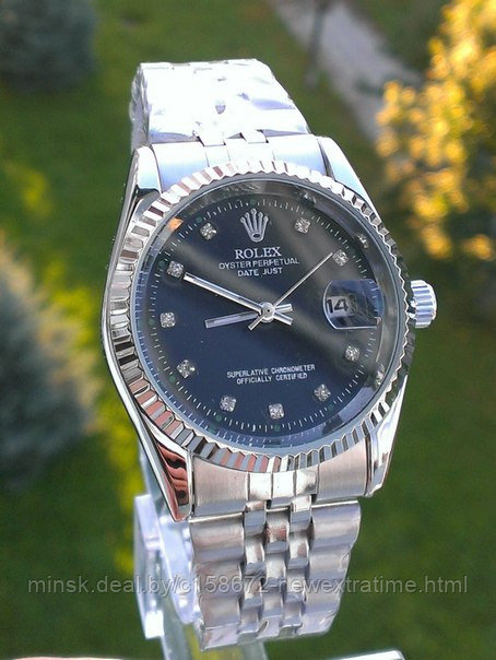 Наручные часы Rolex (копия)  серебристые с черным.