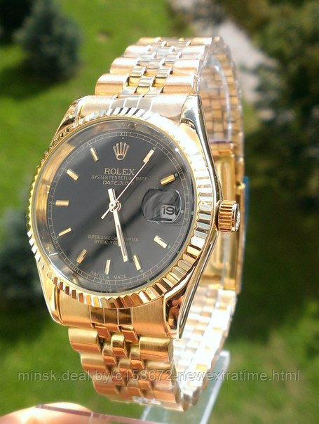 Наручные часы Rolex (копия) Золотистые с черным циферблатом.
