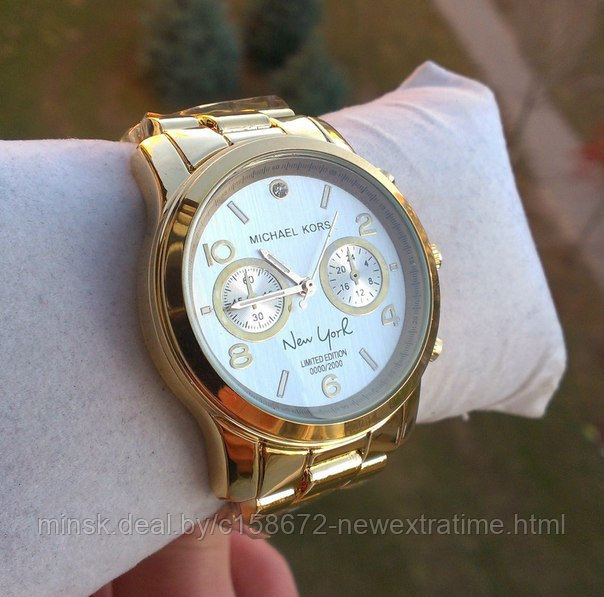 Наручные часы Michael Kors New York (копия) Золотистые с серебром., фото 1