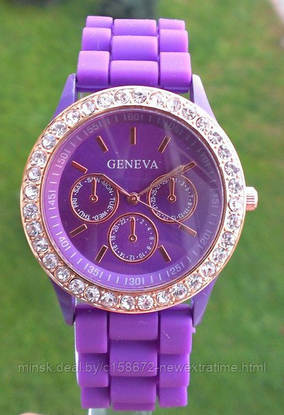 Женские наручные часы GENEVA (копия) Со стразами. Фиолетовые, фото 1