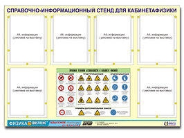 Стенд информационный ЭДУСТЕНД "Правила техники безопасности в кабинете физики" (80х110, 6 карманов)