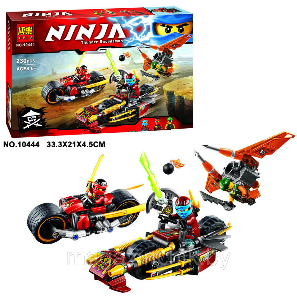 Конструктор Ниндзяго NINJAGo Погоня на мотоциклах 10444, 230 дет, аналог Лего Ниндзяго (LEGO) 70600 - фото 4 - id-p47948653