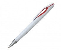 Пластиковая шариковая ручка для нанесения логотипа  бело-красная