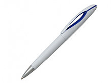 Пластиковая шариковая ручка для нанесения логотипа  бело-синяя