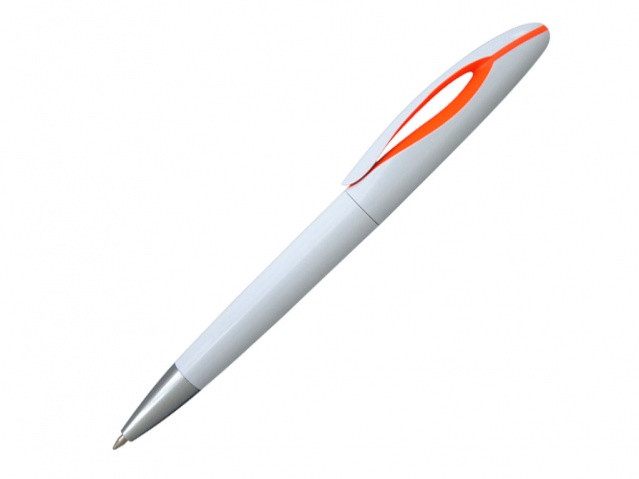 Пластиковая шариковая ручка для нанесения логотипа  бело-оранжевая