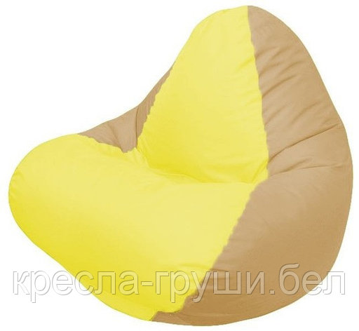 Кресло мешок RELAX тёмно-бежевое, сидушка жёлтая, фото 2