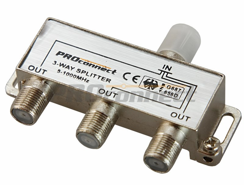 ДЕЛИТЕЛЬ ТВ х 3 под F разъём 5-1000 МГц PROCONNECT (05-6022)