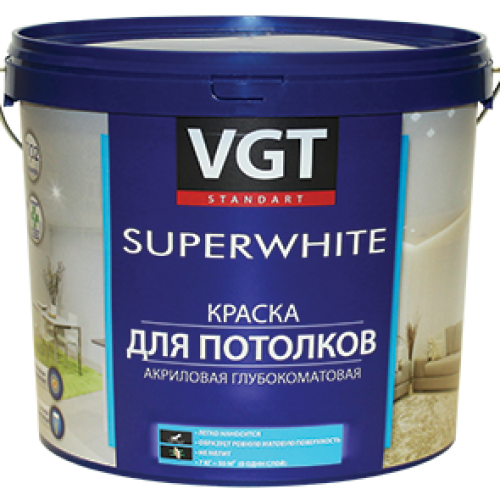 Краска для потолков, супербелая, ВД-АК-2180 7кг VGT - фото 1 - id-p48077600