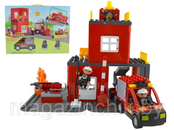 Конструктор Пожарная станция 9188B JIXIN, аналог Лего дупло, со светом и звуком - фото 2 - id-p48090094