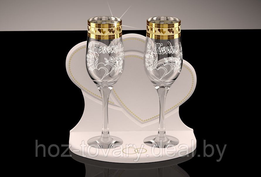 Набор свадебных бокалов для шампанского на барной стойке 2 Б ГН 2 шт. по 160 мл. - фото 1 - id-p48120279