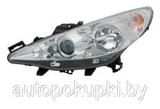 ПЕРЕДНЯЯ ФАРА (ЛЕВАЯ) Peugeot 207 / Пежо 207, 2006-, H1/H7/H7 (с линзой)