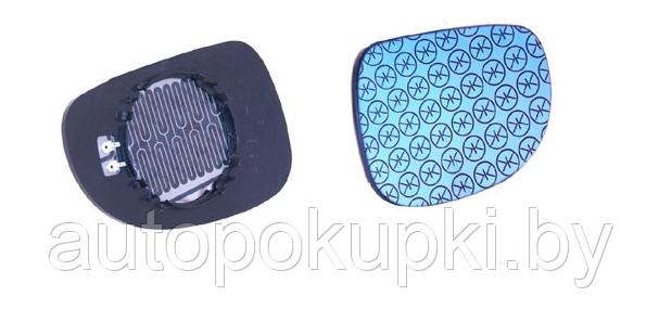 СТЕКЛО БОКОВОГО ЗЕРКАЛА (ПРАВОЕ) Peugeot 406 / Пежо 406, 1999-2004, голубое, с обогревом