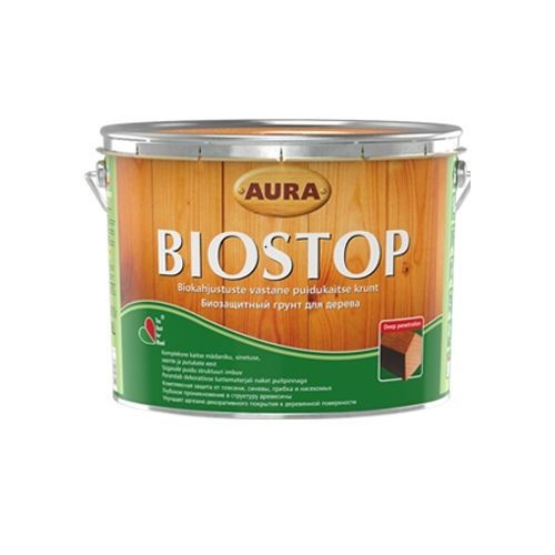 Биозащитный грунт для древесины Aura Biostop 9 л