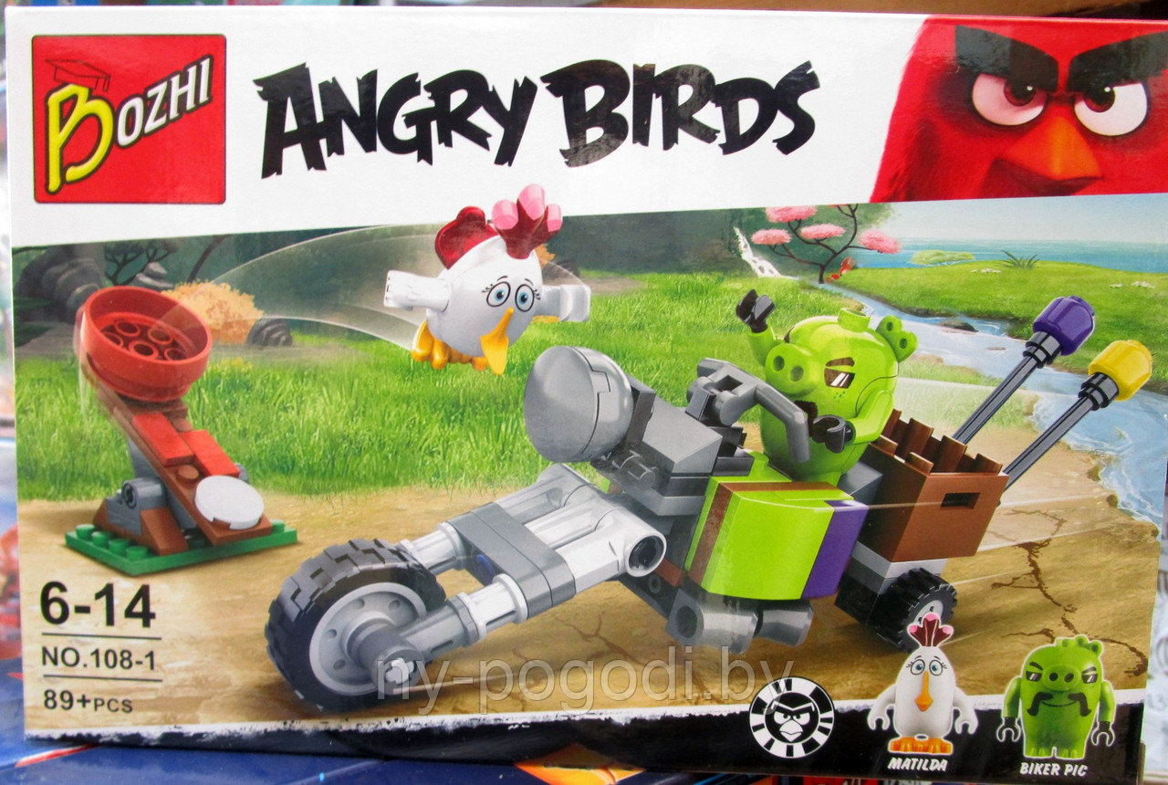 Конструктор ANGRY BIRDS 108-1 Матильда и Свинобайк, с катапультой (аналог Lego 75822)